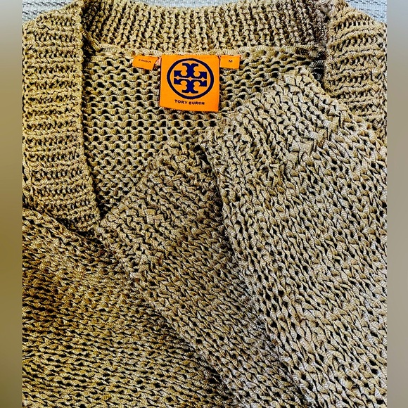 Tory Burch Gold Metallic Cardigan - Picture 3 of 6